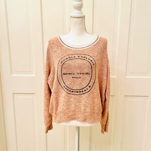 Sonia Rykiel Paris logo peach orange white sweater